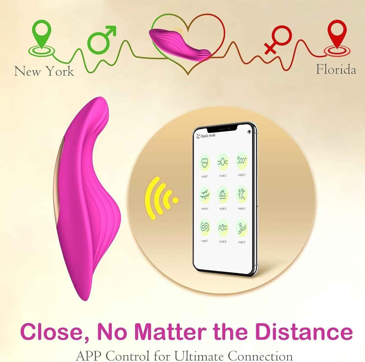 Close no matter the distance pink butterfly device smartphone application connection control