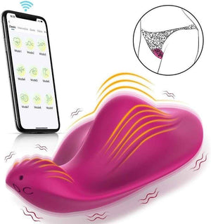 Interactive game video mode pink butterfly device smartphone control underwear pattern