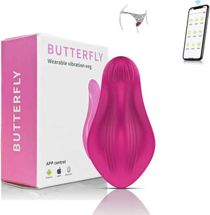 Pink butterfly wearable vibration device packaging box with smartphone app control app