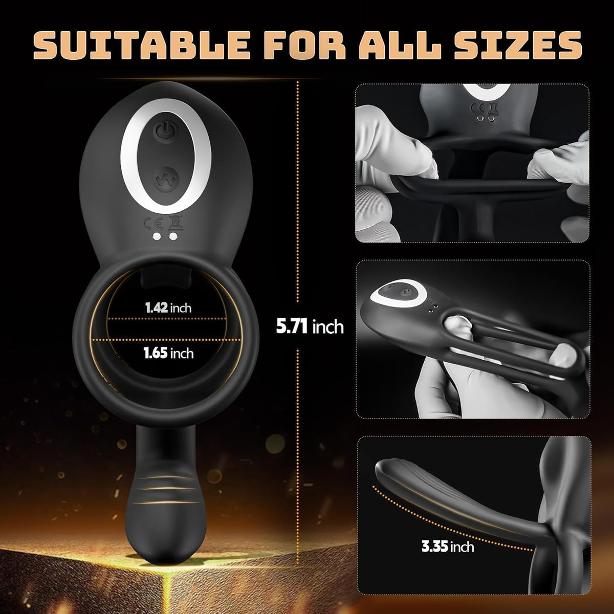 Flexible Silicone Vibrating Cock Ring Toy Dimensions Suitable for All Sizes