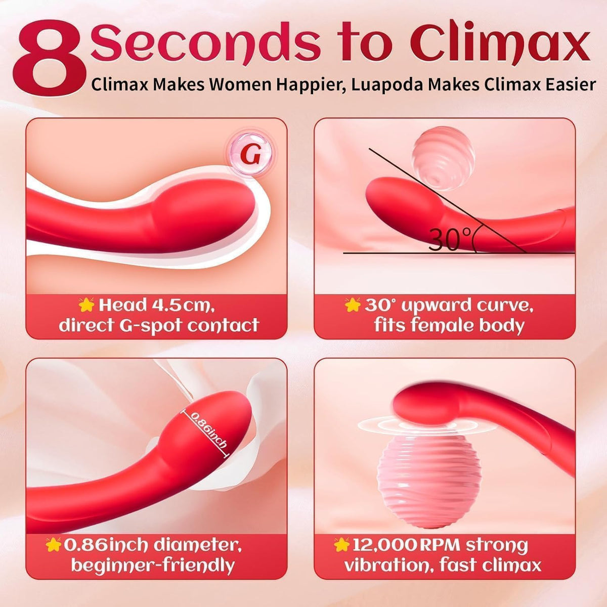 30 Degree Upward Curved G Spot Vibrator Head Dimensions Cheap Sex Toy UK Delivery
