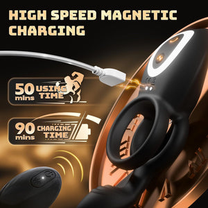 High Speed Magnetic Charging Cock Ring Vibrator 50 Mins Playtime Adult Toy