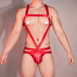 Mens Sexy Body Chest Harness Shoulder Straps Bodysuit Underpants One Piece Jumps