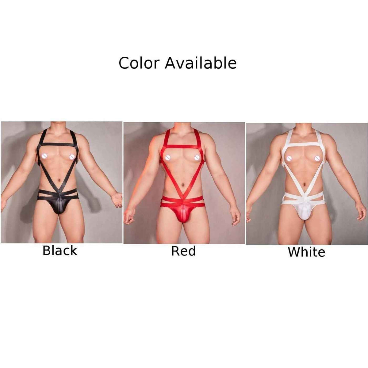 Mens Strappy Harness Suit Available In Black Red White