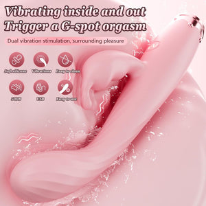 Pink Dual Stimulation Silicone Vibrator with USB Charging Low Noise and Soft Body