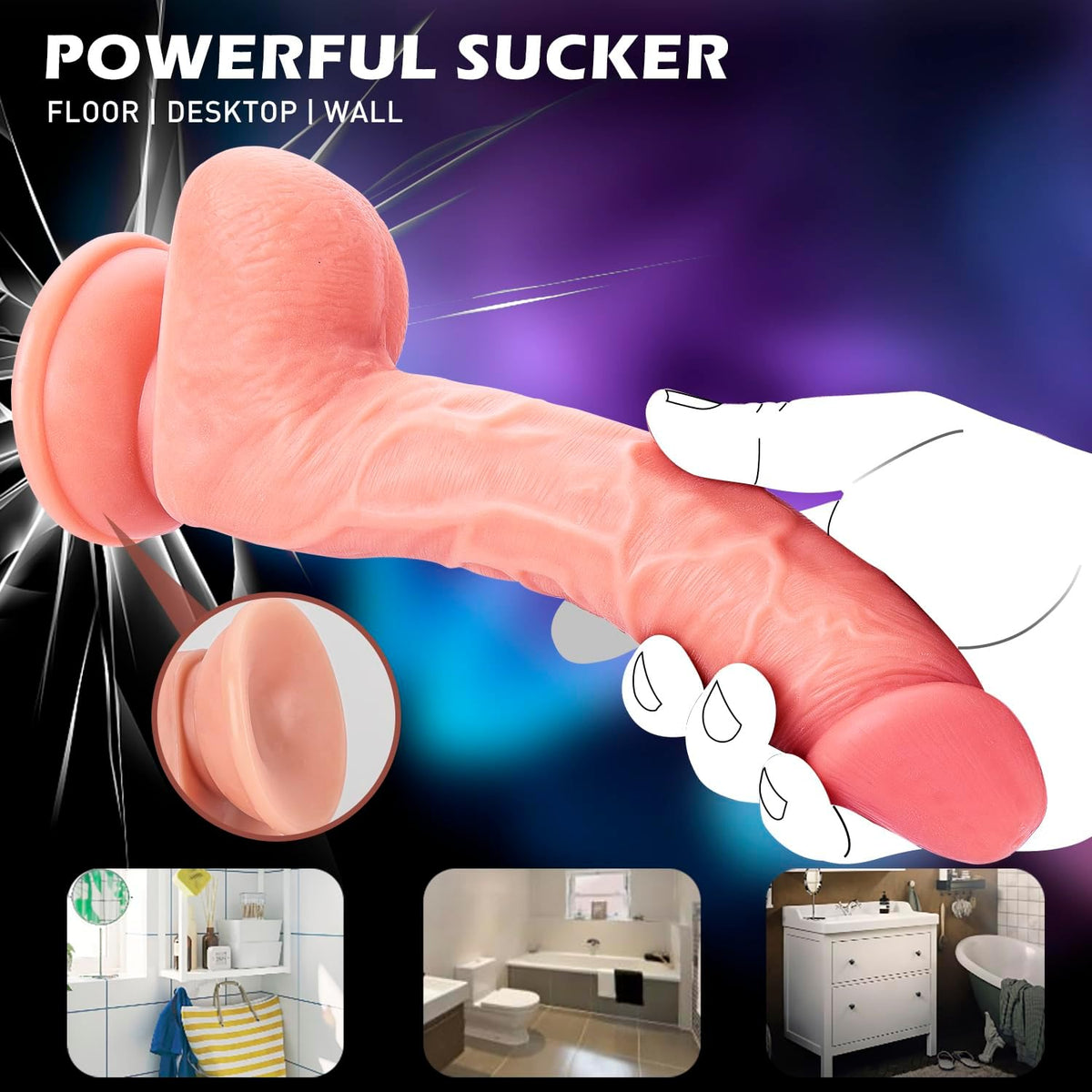 pink silicone suction-style dildo with suction cups, POWERFUL SUCKER  suction cup by secrectluva