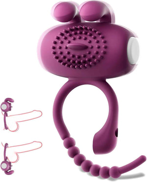 Purple Silicone Adjustable Vibrating Ring Massager Stylish Modern Fit Cheap Adult Toy