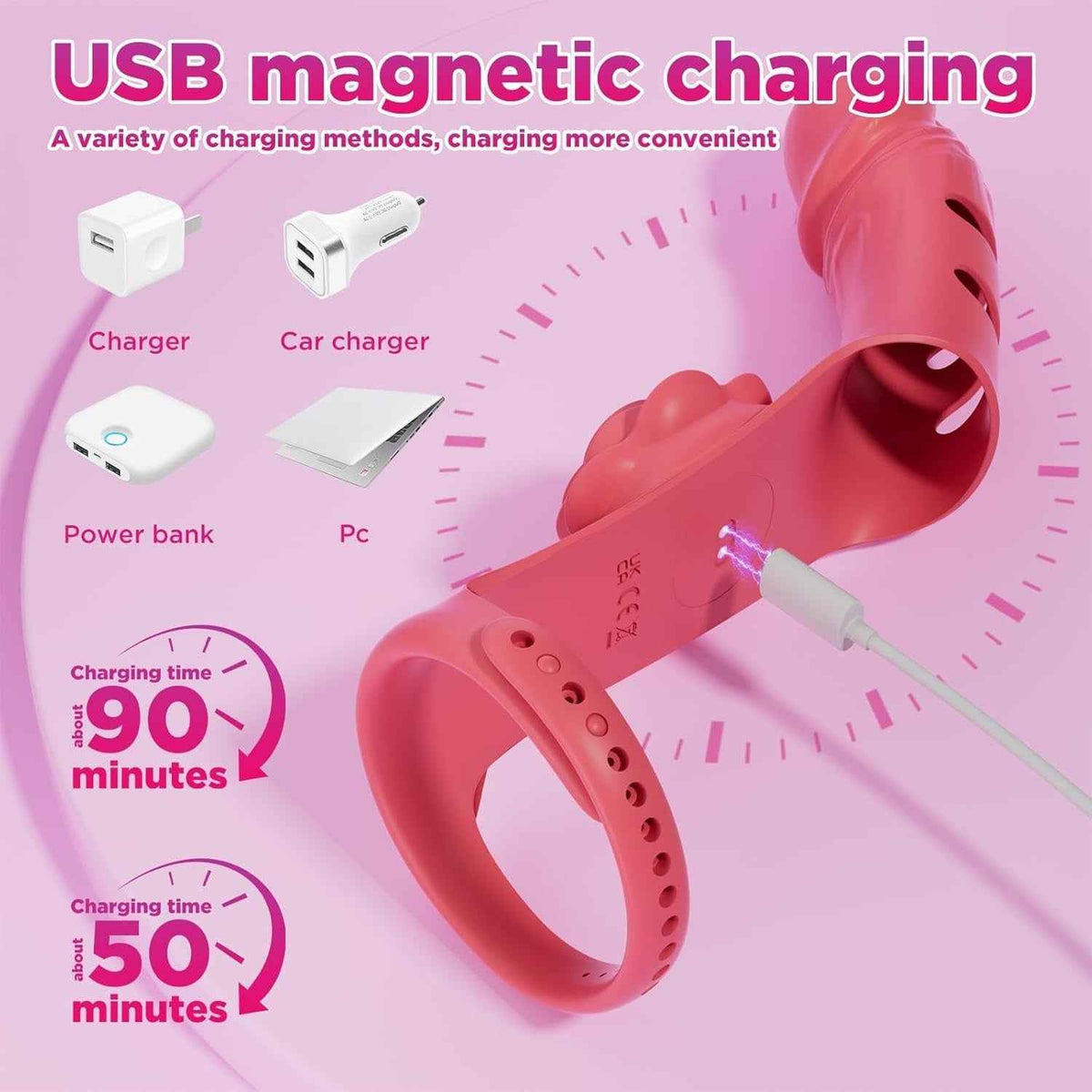 Rose fingering vibrator usb magnetic charging feature chart Sex Toys in Uk, Cheap Sex Toys in Uk, Fast Delivery in UK