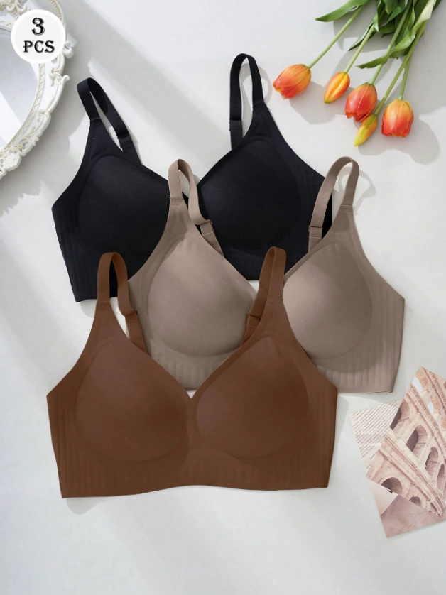 3Pcs Wireless Jelly Bra, Comfortable & Soft Women Fashion Bra