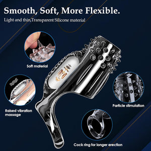 Soft Transparent Silicone Vibrating Penis Sleeve Cock Ring Cheap Sex Toy Fast UK Deliver