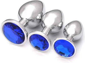 Metal blue Anal Butt Plug 1pc/3 PCS Ass Anal training Set Stainless Adult Sex Toys