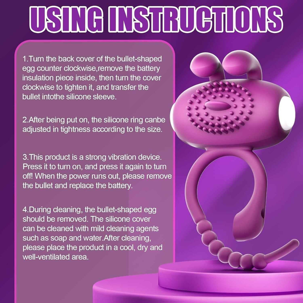 Vibrating Ring Massager Operating Instructions Guide Diagram Stylish Modern Fit Cheap Toy