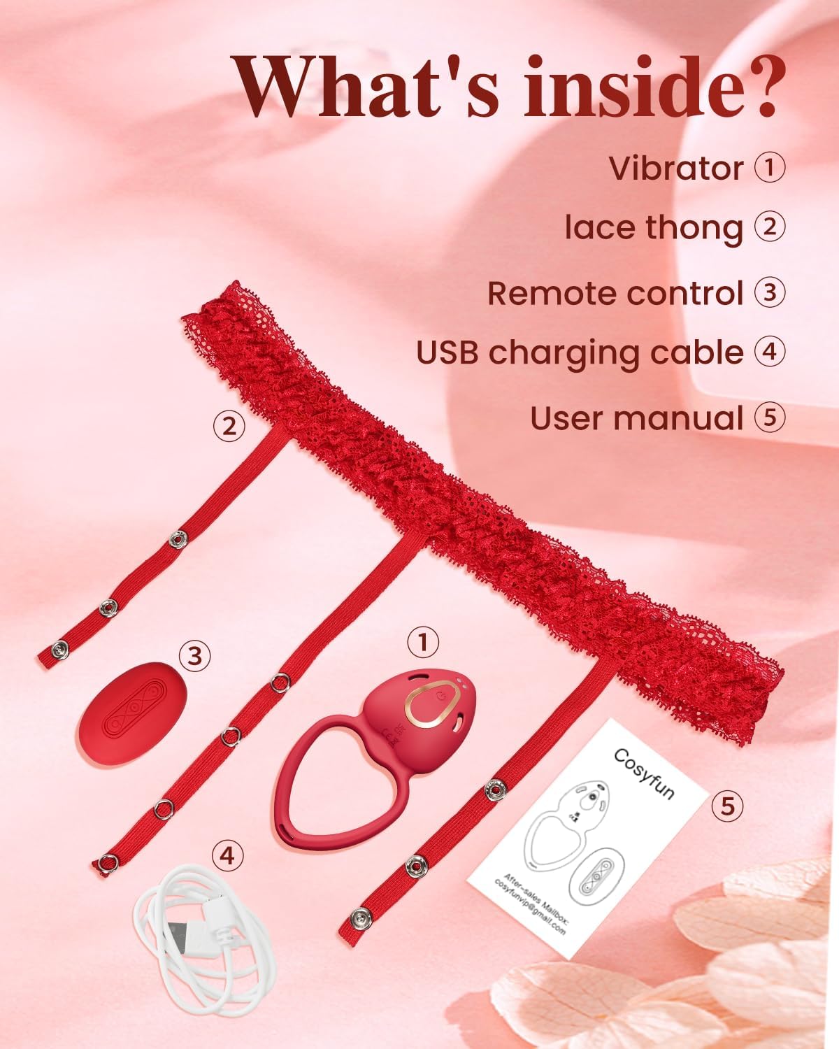 Wearable Panty Vibrator Set with Lace Thong Remote Control USB Cable